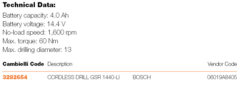 013 CORDLESS DRILL GSR 1440-LI specifications