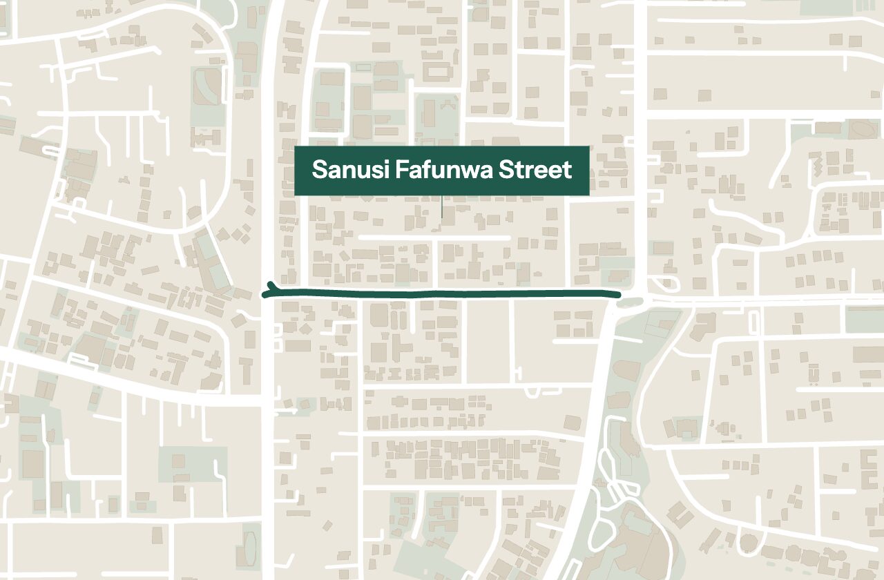 Map of Victoria Island, Lagos, with Sanusi Fafunwa Street marked